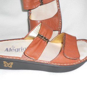 Alegria 38 Brown Leather Sandals Double Straps Karmen Hook/Loop Closure